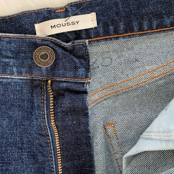 MOUSSY Plain High Rise Slim Straight Jeans in DARK BLUE SIZE 25 - Picture 10 of 11